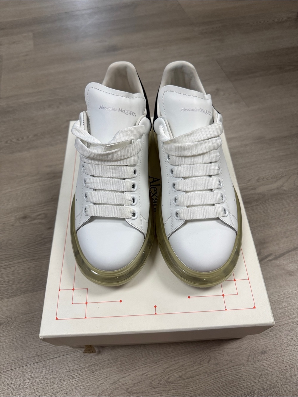 Alexander McQueen White Leather Sneakers with Translucent Sole